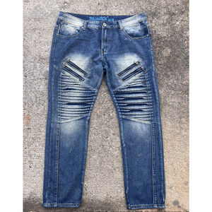 Trillnation Jeans Men's 34x30 Blue Denim Straight Fit Casual Pants